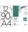 PAPEL DIBUJO LIDERPAPEL A4 210X297MM 90G/M2 VEGETAL SOBRE DE 12 HOJAS