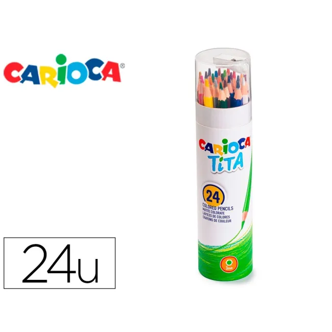LAPICES DE COLORES CARIOCA TITA MINA 3 MM TUBO METAL 24 COLORES SUR...