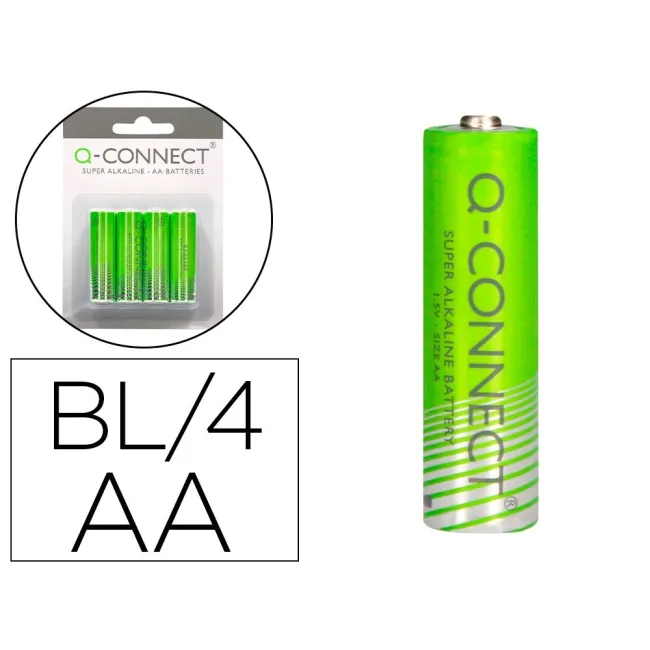 PILA Q-CONNECT ALCALINA AA -BLISTER CON 4 PILAS