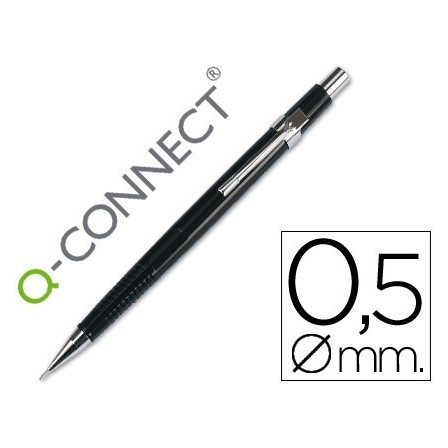PORTAMINAS Q-CONNECT 0,5 MM -CON TRES MINAS CUERPO NEGRO CLIP METALICO