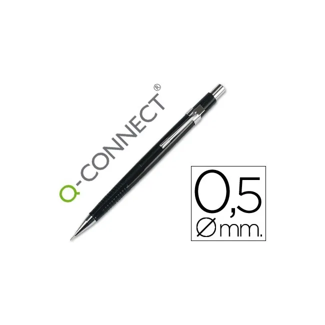 PORTAMINAS Q-CONNECT 0,5 MM -CON TRES MINAS CUERPO NEGRO CLIP METALICO