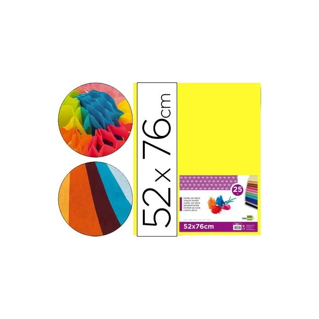 PAPEL SEDA LIDERPAPEL AMARILLO 52X76 CM 18 GR -PAQUETE DE 25 HOJAS