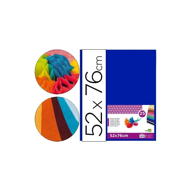 PAPEL SEDA LIDERPAPEL AZUL 52X76 CM 18 GR -PAQUETE DE 25 HOJAS