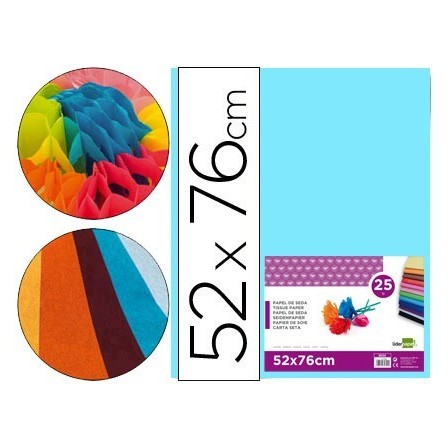 PAPEL SEDA LIDERPAPEL CELESTE 52X76 CM 18 GR -PAQUETE DE 25 HOJAS