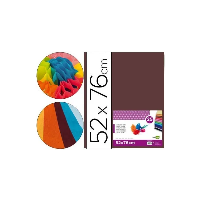 PAPEL SEDA LIDERPAPEL MARRON 52X76 CM 18 GR -PAQUETE DE 25 HOJAS