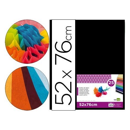 PAPEL SEDA LIDERPAPEL NEGRO 52X76 CM 18 GR -PAQUETE DE 25 HOJAS
