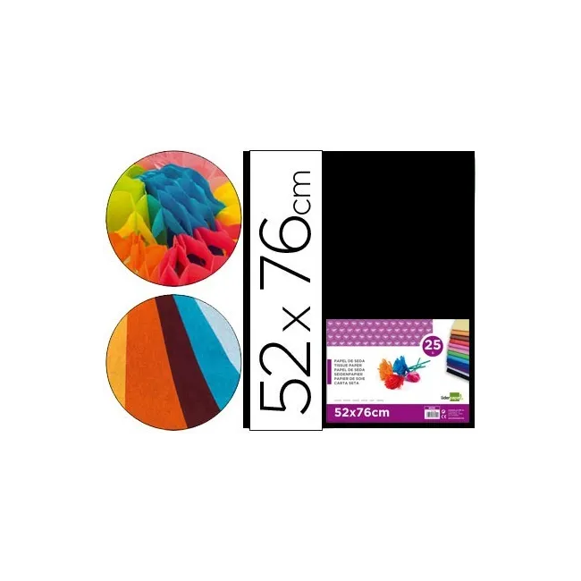 PAPEL SEDA LIDERPAPEL NEGRO 52X76 CM 18 GR -PAQUETE DE 25 HOJAS