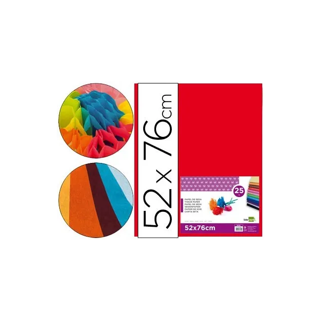 PAPEL SEDA LIDERPAPEL ROJO 52X76 CM 18 GR -PAQUETE DE 25 HOJAS