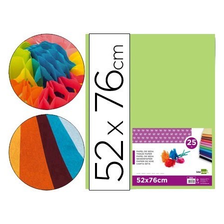 PAPEL SEDA LIDERPAPEL VERDE MEDIO 52X76 CM 18 GR -PAQUETE DE 25 HOJAS