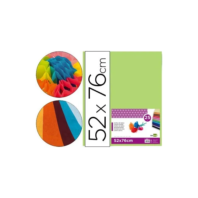 PAPEL SEDA LIDERPAPEL VERDE MEDIO 52X76 CM 18 GR -PAQUETE DE 25 HOJAS