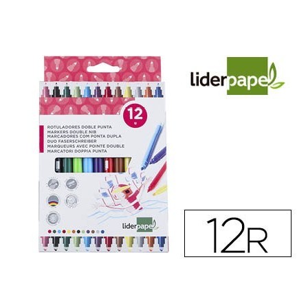 ROTULADOR LIDERPAPEL DUO CAJA 12 COLORES