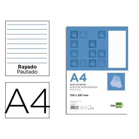 BLOC NOTAS LIDERPAPEL HORIZONTAL A4 80 HOJAS 60G/M2