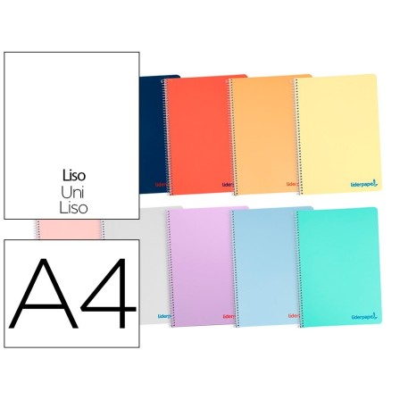 CUADERNO ESPIRAL LIDERPAPEL A4 WONDER TAPA PLASTICO 80H 90 GR LISO ...
