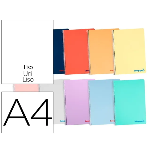 CUADERNO ESPIRAL LIDERPAPEL A4 WONDER TAPA PLASTICO 80H 90 GR LISO ...