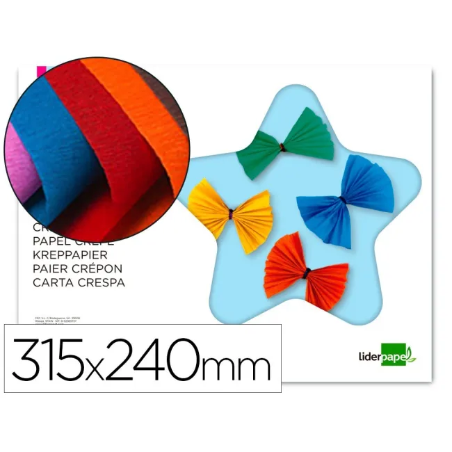 BLOC TRABAJOS MANUALES LIDERPAPEL CRESPON 240X315MM 10 HOJAS COLORE...