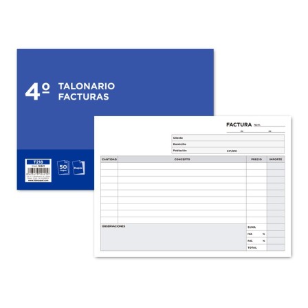 TALONARIO LIDERPAPEL FACTURAS CUARTO ORIGINAL Y COPIA T218 APAISADO...