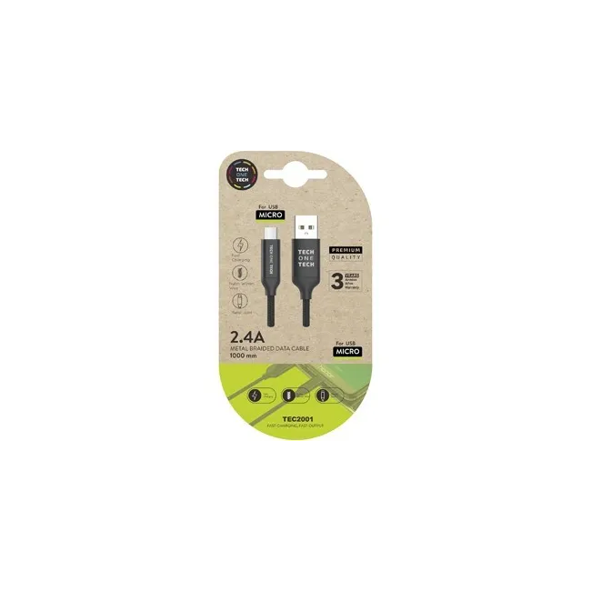 CABLE USB 2.4 TECH ONE TECH BRAIDED NYLON TIPO USB ANDROID MICRO US...