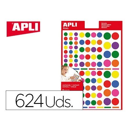 GOMETS APLI AUTOADHESIVO CIRCULO MULTICOLOR BLISTER DE 6 HOJAS