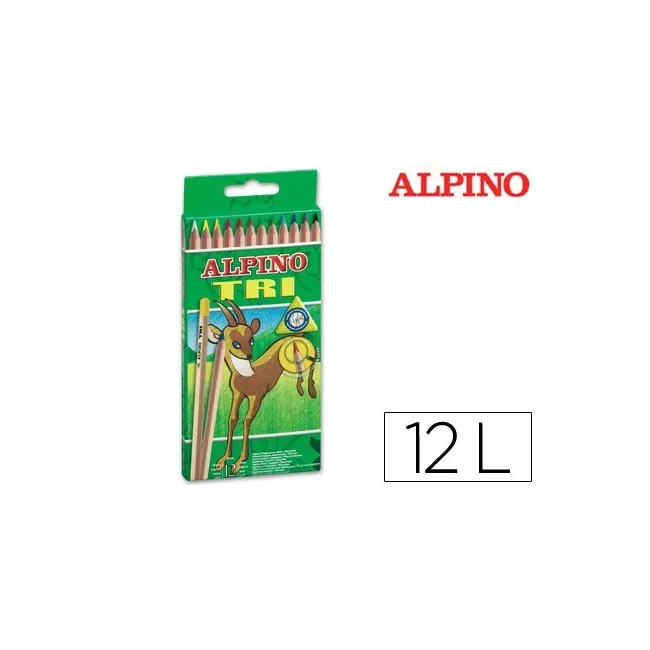 LAPICES DE COLORES ALPINO TRI ESTUCHE DE 12 COLORES SURTIDOS