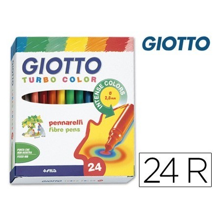 ROTULADOR GIOTTO TURBO COLOR CAJA DE 24 COLORES LAVABLES CON PUNTA ...