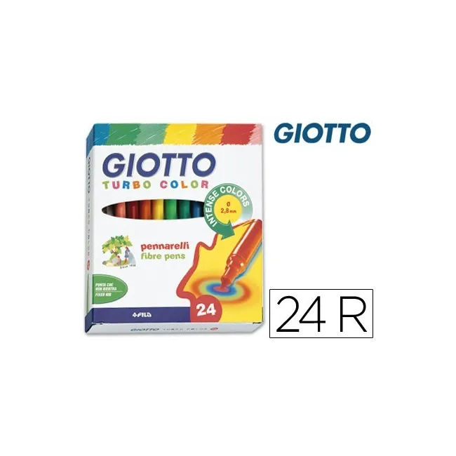 ROTULADOR GIOTTO TURBO COLOR CAJA DE 24 COLORES LAVABLES CON PUNTA ...