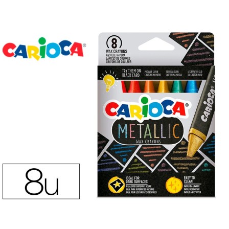 LAPICES CERA CARIOCA METALLIC TRIANGULAR CAJA DE 8 UNIDADES COLORES...