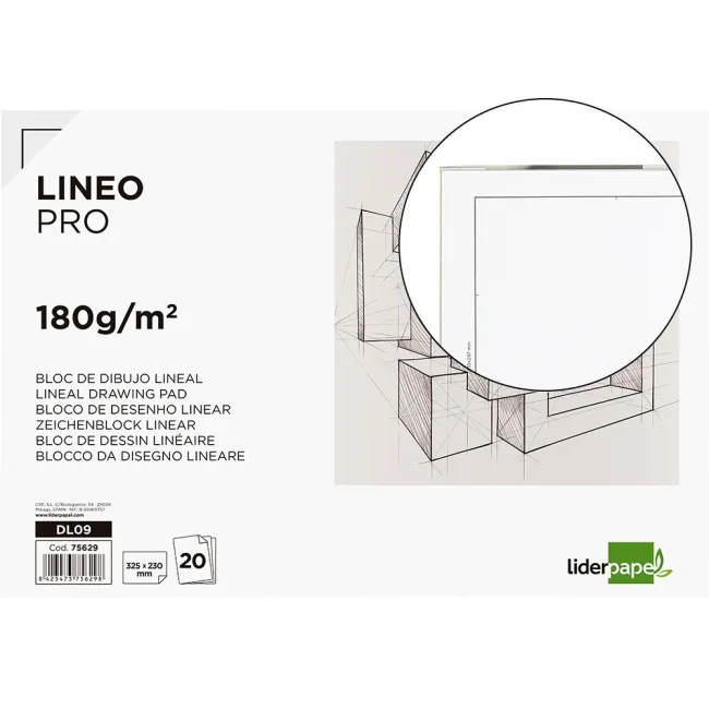 BLOC DIBUJO LIDERPAPEL LINEAL ENCOLADO 230X325MM 20 HOJAS 180 G/M2 ...