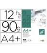 PAPEL DIBUJO LIDERPAPEL A4+ 320X240MM 90G/M2 VEGETAL SOBRE DE 12 HOJAS