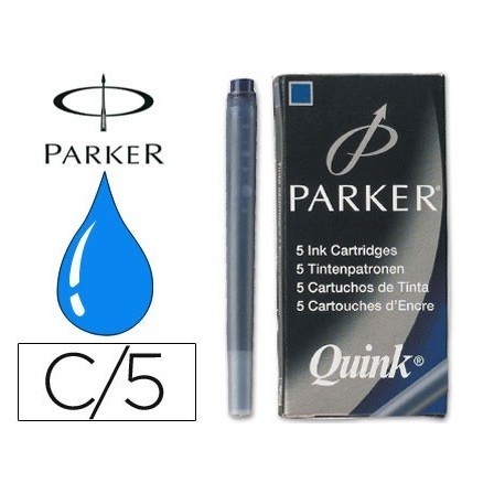 TINTA ESTILOGRAFICA PARKER AZUL PERMANENTE -CAJA DE 5 CARTUCHOS
