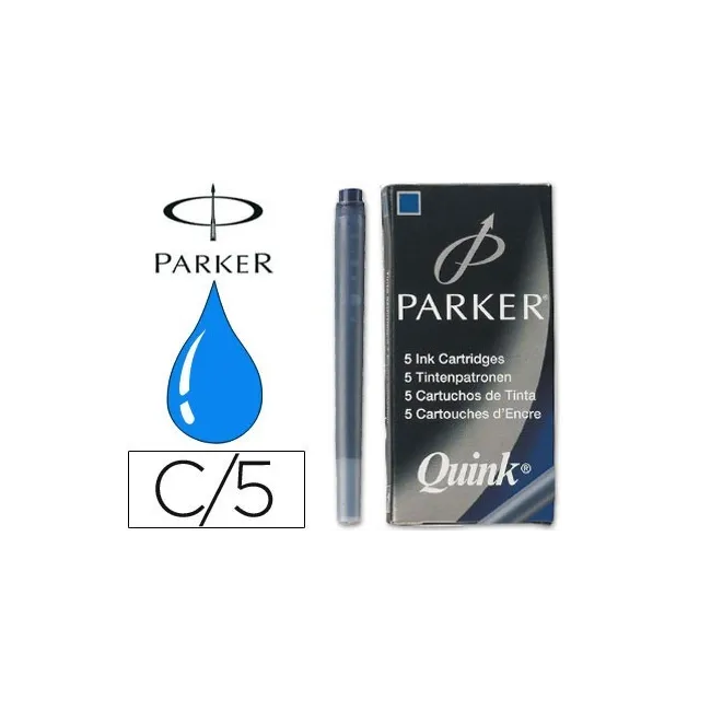TINTA ESTILOGRAFICA PARKER AZUL PERMANENTE -CAJA DE 5 CARTUCHOS