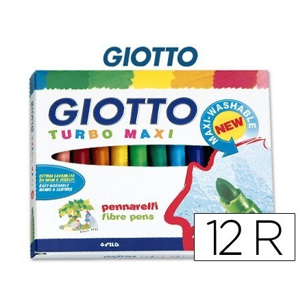 ROTULADOR GIOTTO TURBO-MAXI CAJA DE 12 COLORES LAVABLES CON PUNTA B...