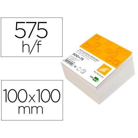 TACO LIDERPAPEL ENCOLADO 100 X 100 X 60MM BLANCO