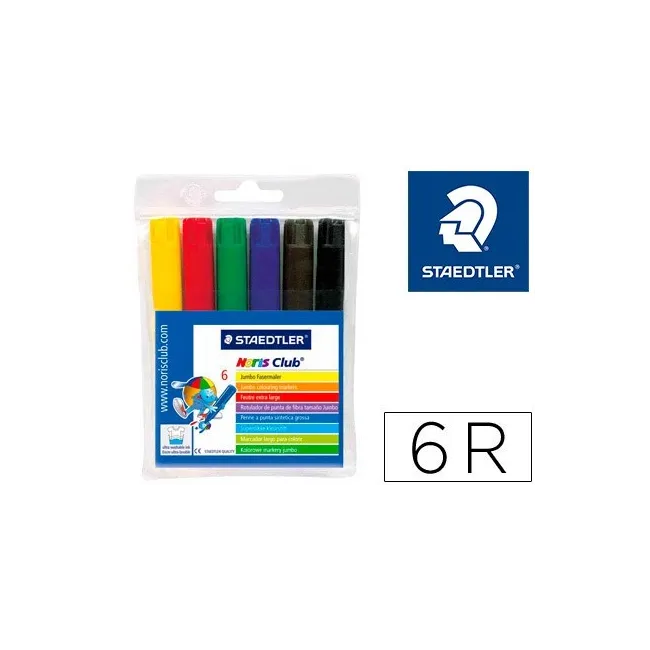 ROTULADOR STAEDTLER COLOR JUMBO TRAZO 3 MM -ESTUCHE DE 6 COLORES SU...