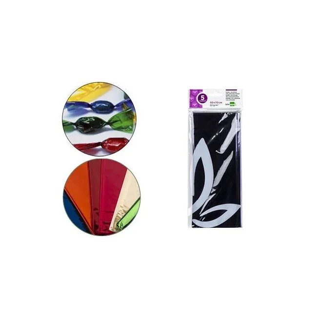 PAPEL CELOFAN LIDERPAPEL 50X70 CM 22G/M2 BOLSA DE 5 HOJAS VIOLETA