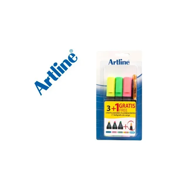 ROTULADOR ARTLINE FLUORESCENTE EK-660 BLISTER DE 3 UNIDADES + 1 BOL...