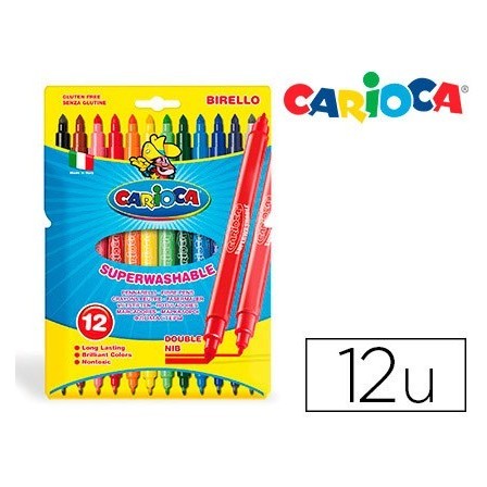 ROTULADOR CARIOCA BIRELLO BIPUNTA CAJA DE 12 COLORES