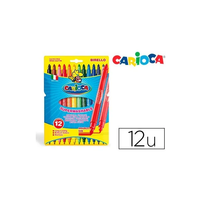 ROTULADOR CARIOCA BIRELLO BIPUNTA CAJA DE 12 COLORES