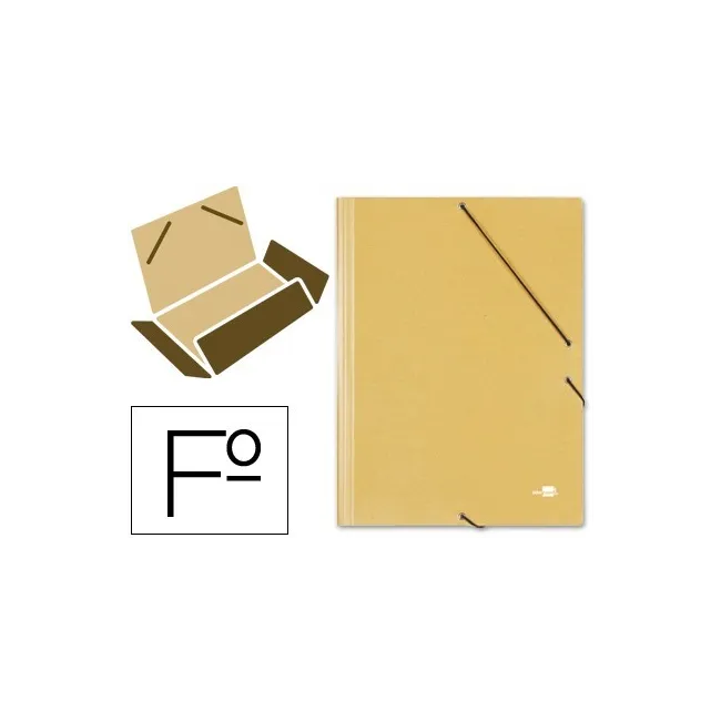 CARPETA LIDERPAPEL GOMAS FOLIO 3 SOLAPAS CARTON PRESPAN AMARILLA