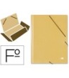 CARPETA LIDERPAPEL GOMAS FOLIO 3 SOLAPAS CARTON PRESPAN AMARILLA