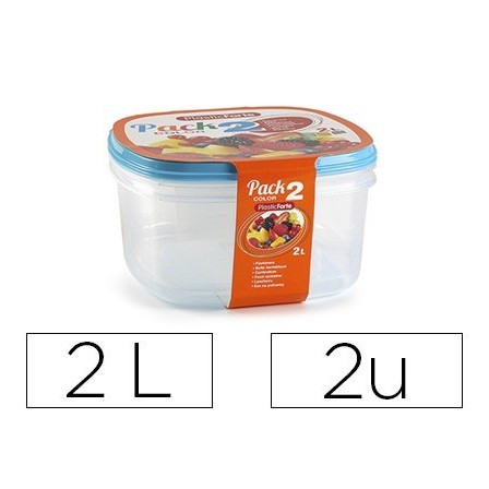 FIAMBRERA PLASTICFORTE TRANSPARENTE TAPA COLOR 2 LITROS PACK 2 UNID...