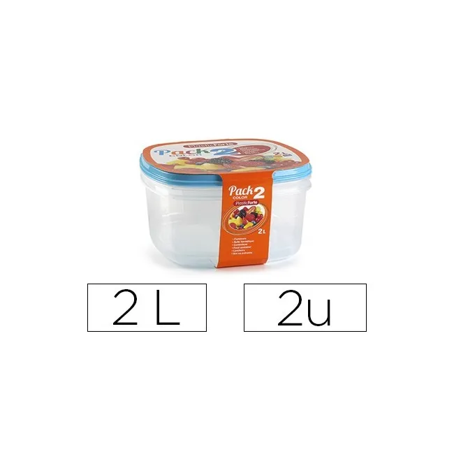 FIAMBRERA PLASTICFORTE TRANSPARENTE TAPA COLOR 2 LITROS PACK 2 UNID...