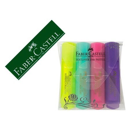 ROTULADOR FABER CASTELL FLUORESCENTE 1546 COLOR PASTEL ESTUCHE 4 UN...