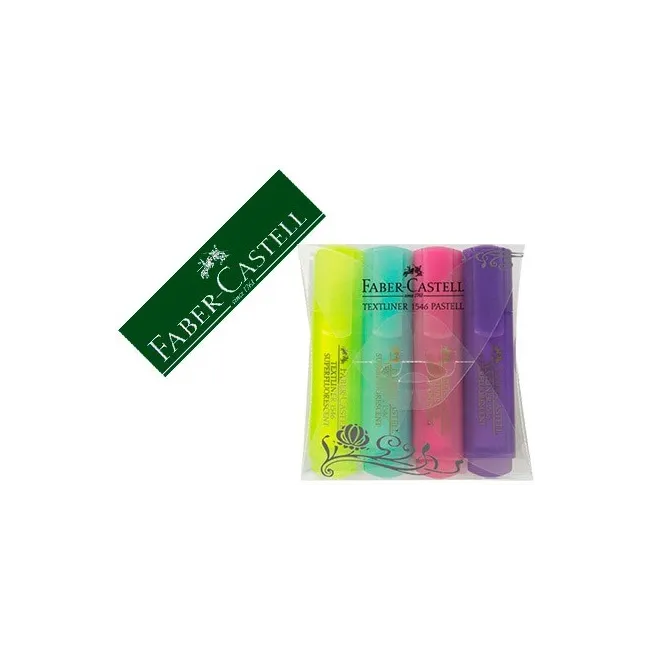 ROTULADOR FABER CASTELL FLUORESCENTE 1546 COLOR PASTEL ESTUCHE 4 UN...