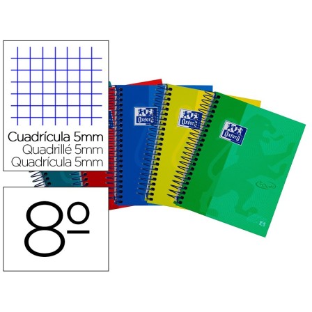 CUADERNO ESPIRAL OXFORD EBOOK 4 TAPA EXTRADURA 8 120 HOJAS CUADRICU...