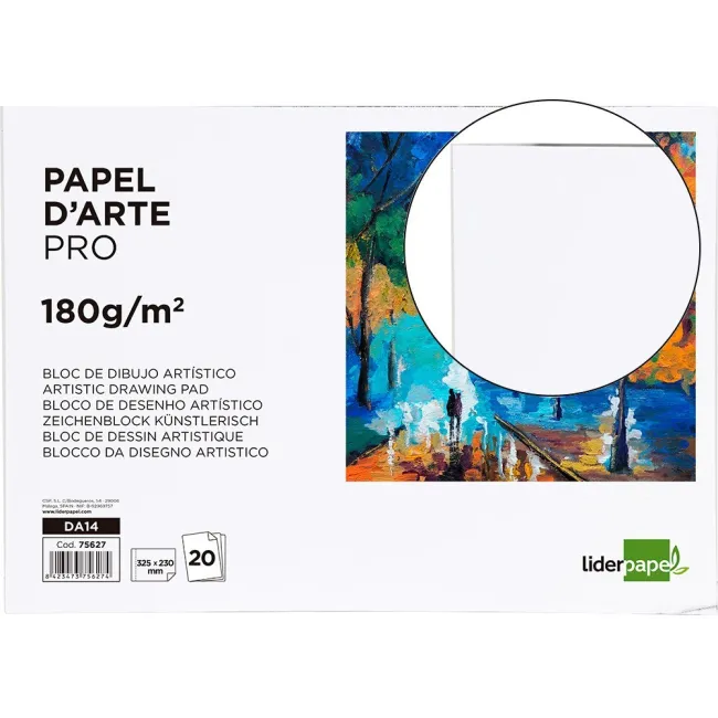 BLOC DIBUJO LIDERPAPEL ARTISTICO ENCOLADO 230X325MM 20 HOJAS 180 G/...