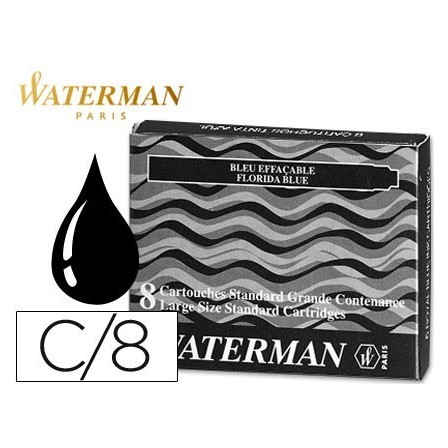 TINTA ESTILOGRAFICA WATERMAN NEGRA -CAJA DE 8 CARTUCHOS STANDARD -L...