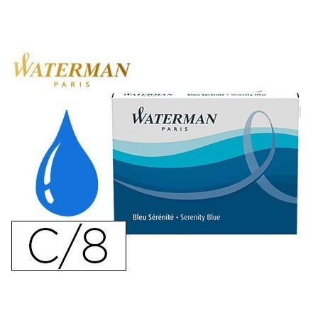 TINTA ESTILOGRAFICA WATERMAN SERENITY BLUE -CAJA DE 8 CARTUCHOS STA...