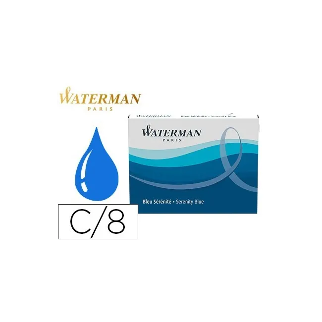 TINTA ESTILOGRAFICA WATERMAN SERENITY BLUE -CAJA DE 8 CARTUCHOS STA...