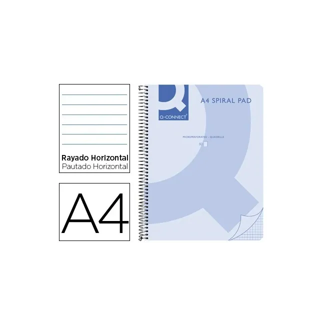 CUADERNO ESPIRAL Q-CONNECT A4 MICRO TAPA PLASTICO 80H 70G HORIZONTA...