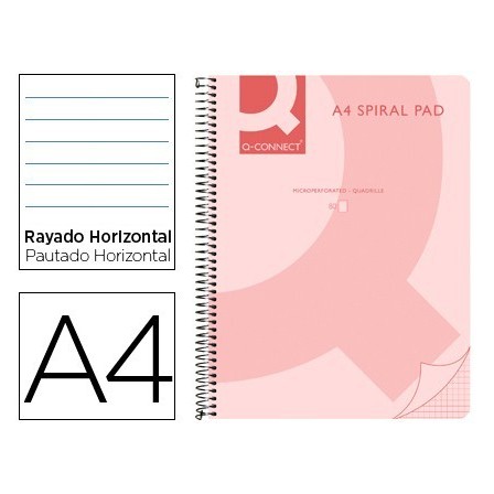 CUADERNO ESPIRAL Q-CONNECT A4 MICRO TAPA PLASTICO 80H 70G HORIZONTA...